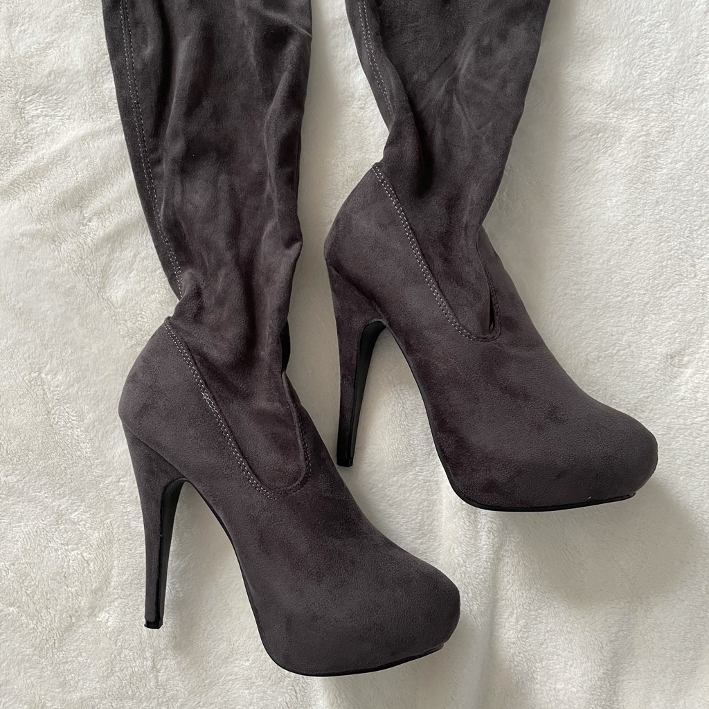 Grey Heeled Boot  Ami Clubwear